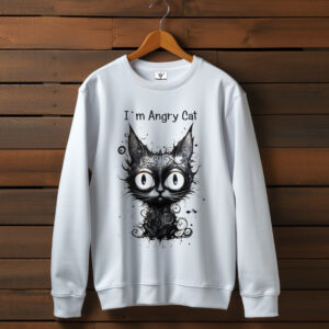 Білий світшот із принтом Я злий кіт. Дорослі та дитячі розміри ВСІ Розміри Преміум тканина