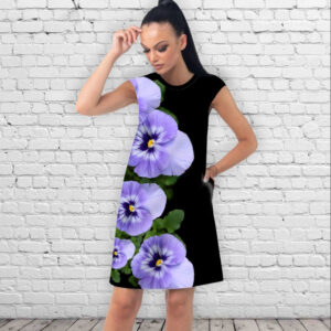 Сукня А-силуету з принтом Анютині глазки 001 ВСІ Розміри Преміум тканина