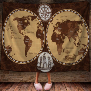 Плед із принтом стародавня карта світу глобус 150х200 см.