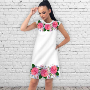 Сукня А-силуету з принтом Камелії 01 ВСІ Розміри Преміум тканина