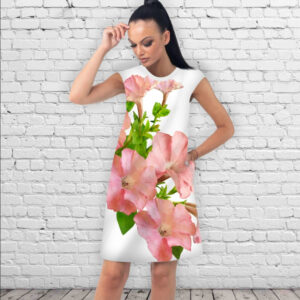 Сукня А-силуету з принтом Ніжні квіти на білому тлі ВСІ Розміри Преміум тканина