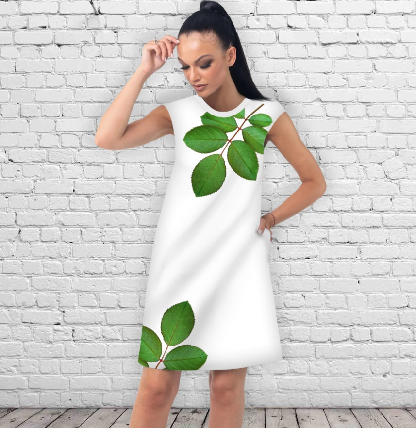 Сукня А-силуету з принтом Листя троянди ВСІ Розміри Преміум тканина