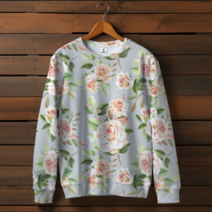 Світшот з 3D принтом Ніжні троянди на блакитному тлі ВСІ Розміри Преміум тканина