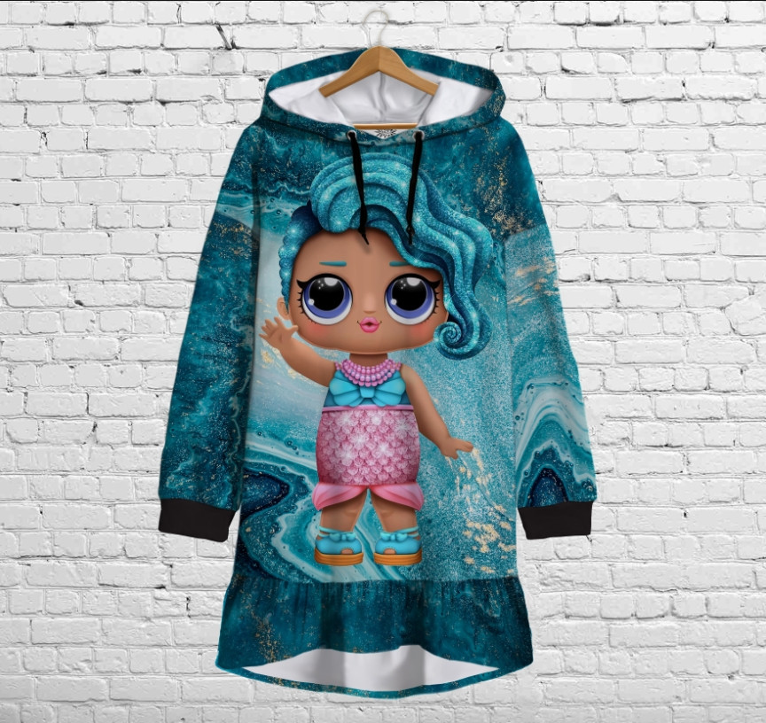 Сукня-худі з капюшоном і воланом Ляльки ЛОЛ. lol. Дитячі і дорослі розміри. ВСІ Розміри Преміум тканина