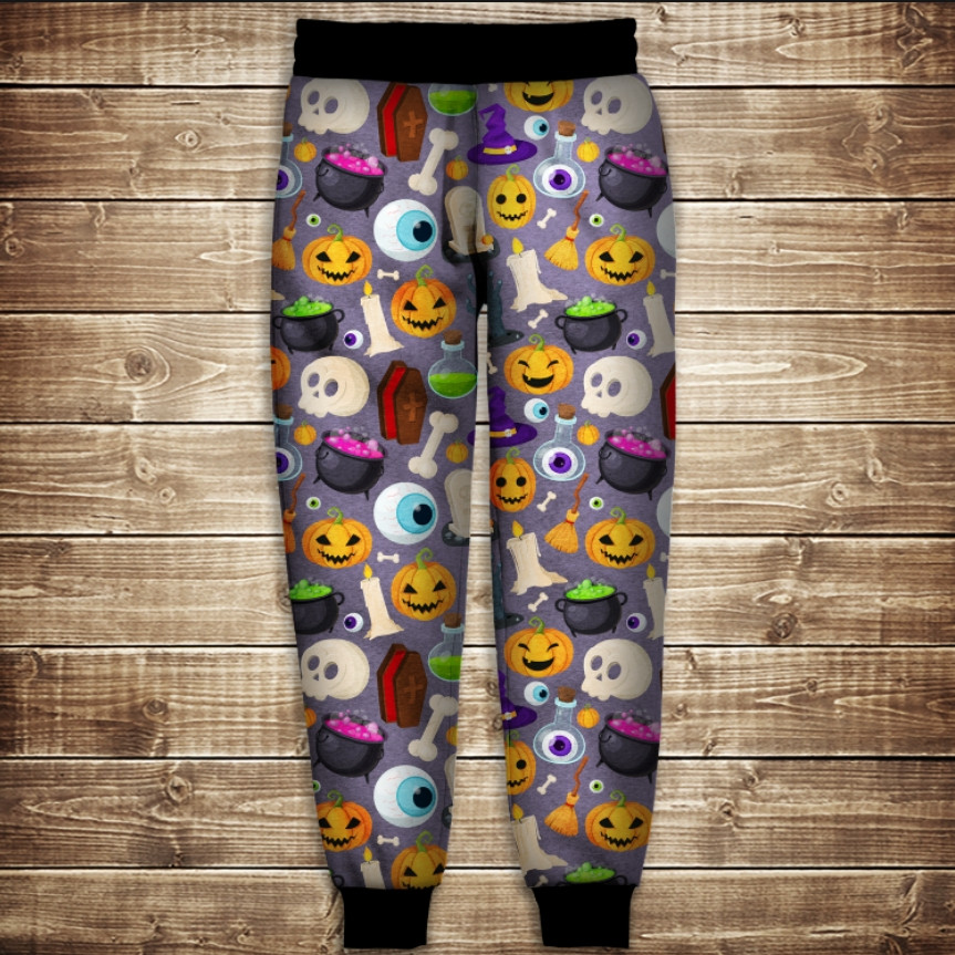 Штани з 3D принтом: хеловін гарбуза та черепа ВСІ Розміри Преміум тканина