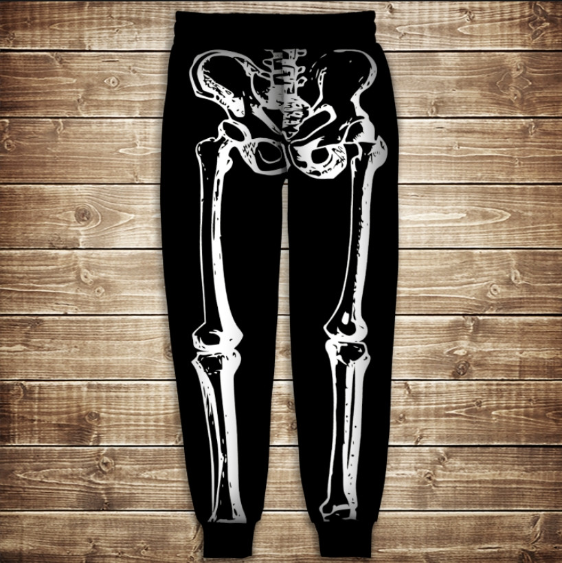 Штани з 3D принтом: хеловін скелет рентген ВСІ Розміри Преміум тканина