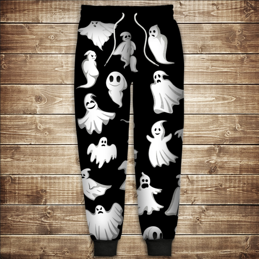 Штани з 3D принтом: Хеловін веселі привиди ВСІ Розміри Преміум тканина