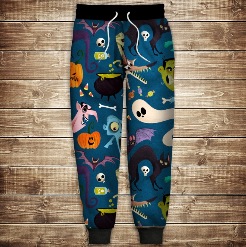 Штани з 3D принтом: Хеловін гарбузи та привиди ВСІ Розміри Преміум тканина