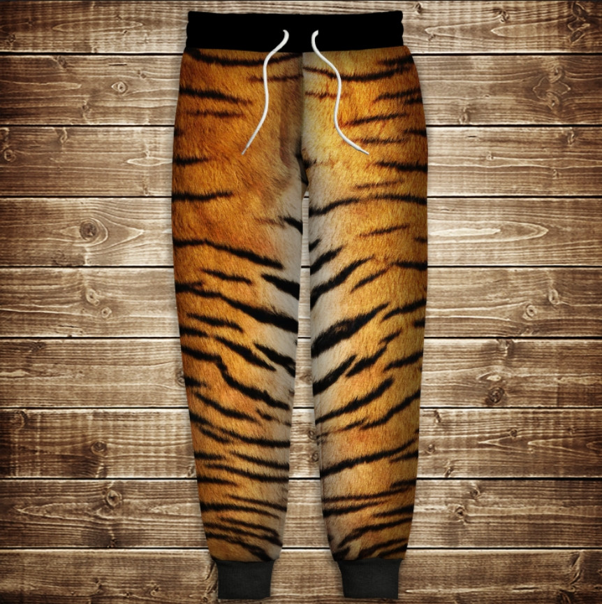 Штани з 3D принтом: Шкура тигра. Тиргові штани 01 ВСІ Розміри Преміум тканина