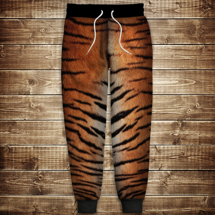 Штани з 3D принтом: Шкура тигра. Тиргові штани 03 ВСІ Розміри Преміум тканина