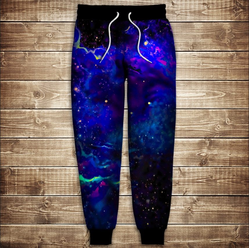 Штани з 3D принтом: Космос неон ВСІ Розміри Преміум тканина