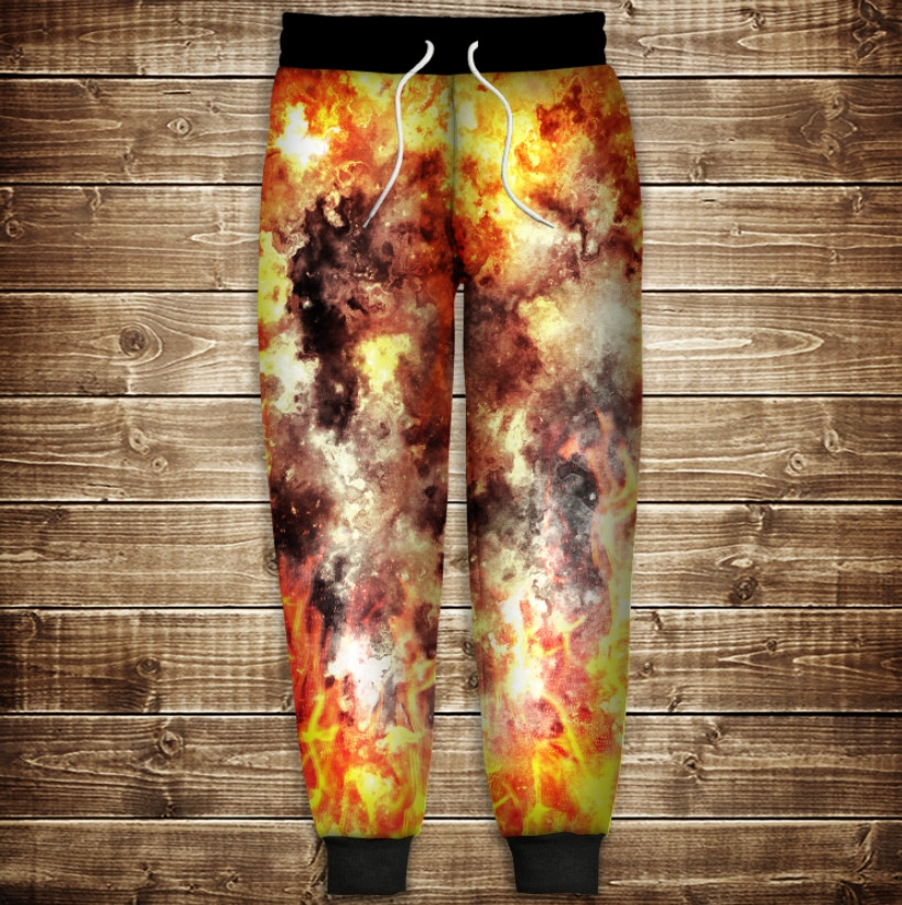 Штани з 3D принтом: Палаючий вогонь. Вибух ВСІ Розміри Преміум тканина