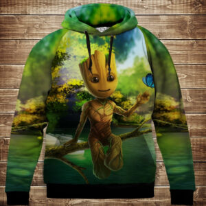 Толстовка з 3D принтом на тему: Грут на дереві. Вартові галактики. Дитячі та дорослі розміри ВСІ Розміри Преміум тканина