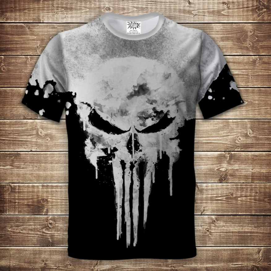Футболка реглан з 3D принтом Каратель. Череп. Дорослі та дитячі розміри ВСІ Розміри Преміум тканина