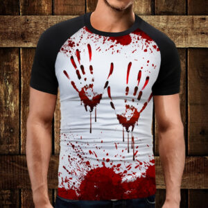 Футболка реглан із 3D принтом Відбитки червоною фарбою. Дорослі та дитячі розміри ВСІ Розміри Преміум тканина