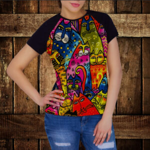 Футболка реглан з 3D принтом Арт коти. Котики акварель Дорослі та дитячі розміри ВСІ Розміри Преміум тканина