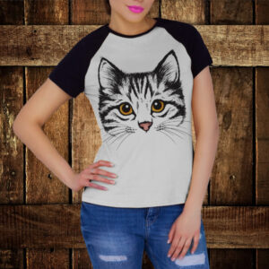 Футболка реглан з 3D принтом Сірий котик. Дорослі та дитячі розміри ВСІ Розміри Преміум тканина