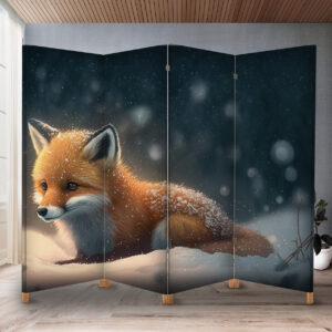 Декоративний екран-ширма з принтом маленького лисеняти на снігу