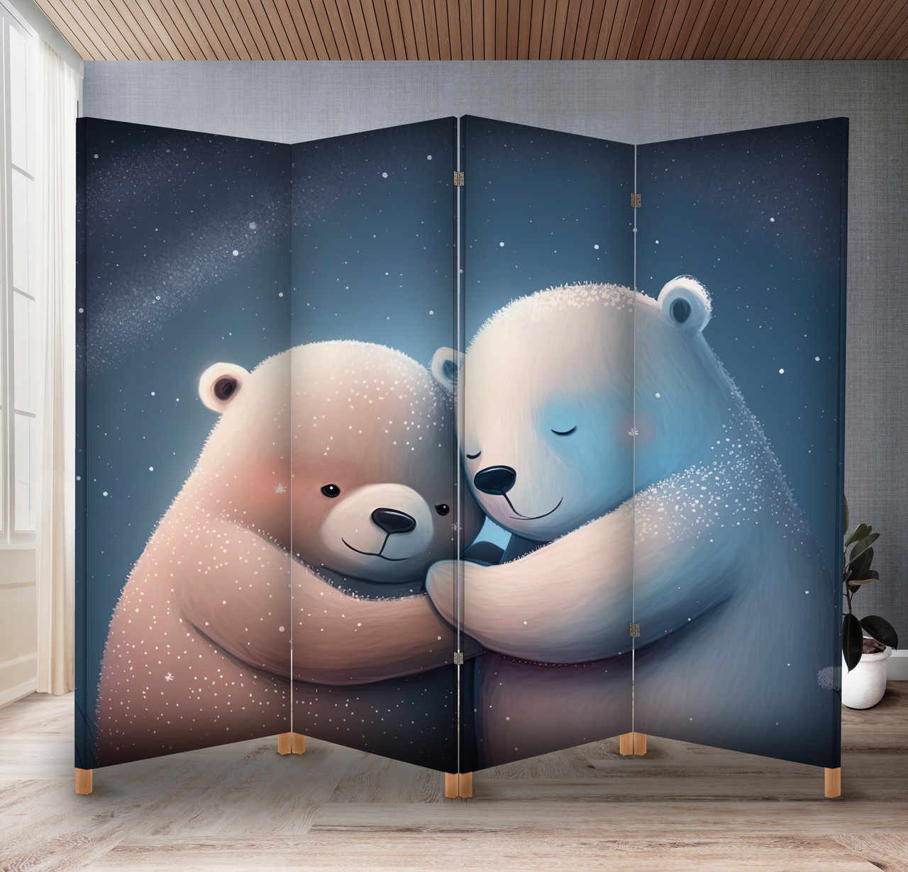 Декоративний екран-ширма з принтом мультяшних ведмедиків