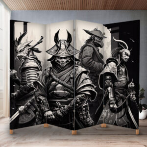 Декоративний екран-ширма з принтом самураїв і ронінів у мультфільмі