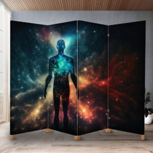 Декоративний екран-ширма з принтом силуету астрального тіла з просторовим фоном