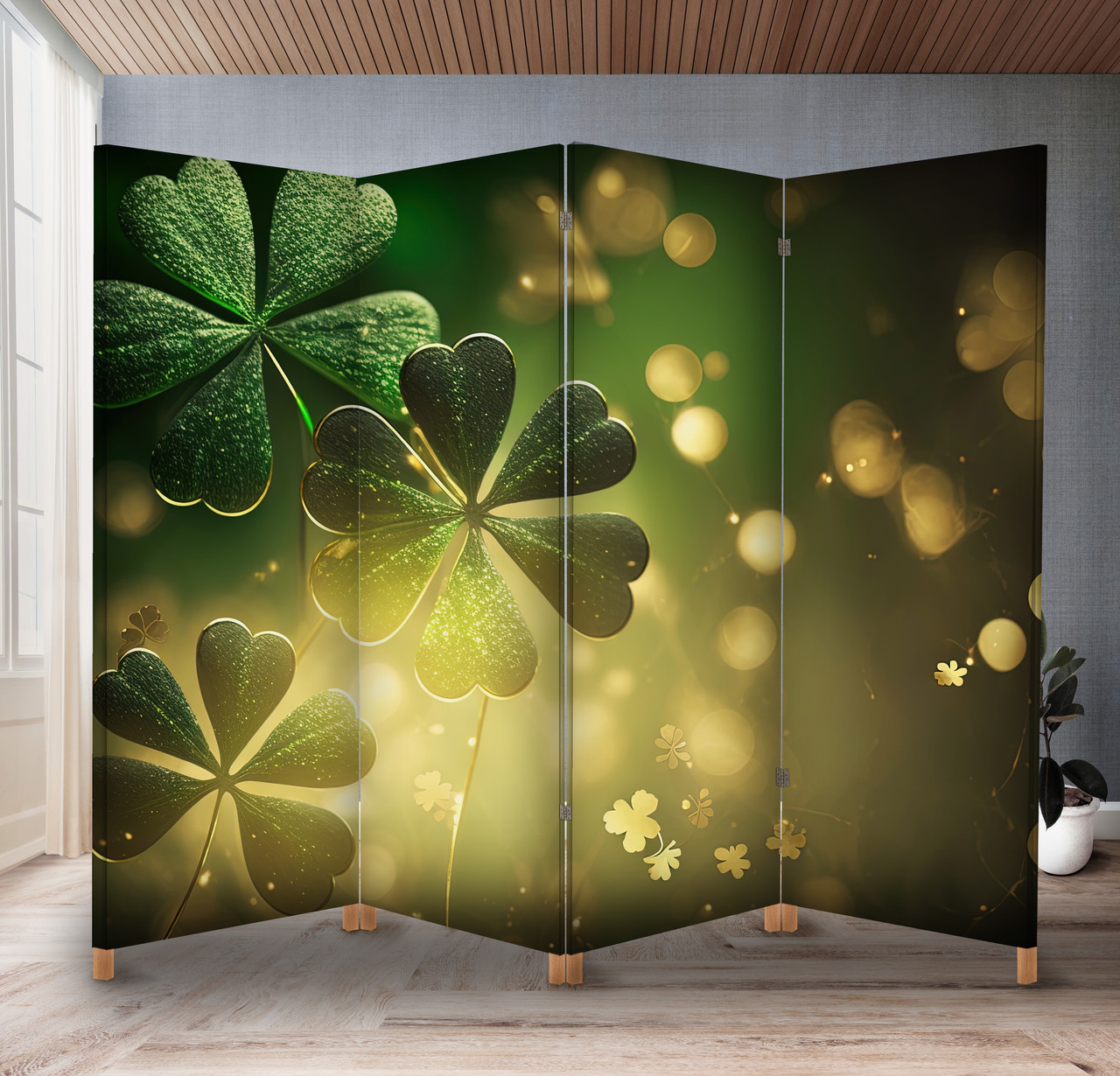 Декоративний екран-ширма з принтом сяючого конюшини