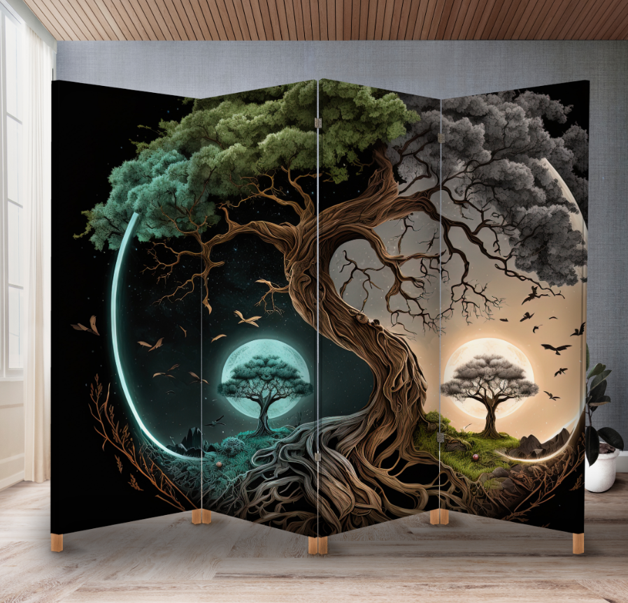 Декоративний екран-ширма з принтом інь-ян