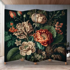 Декоративний екран-ширма з принтом вінтажних фантастичних квітів