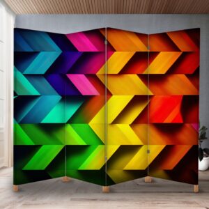 Декоративний екран-ширма з принтом абстрактного райдужного геометричного фону 1