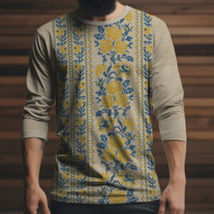 Лонгслив з 3D принтом Бежева вишиванка етнічний орнамент ВСІ Розміри Преміум тканина