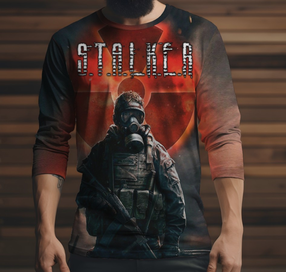 Лонгслив з 3D принтом STALKER Сталкер 010 ВСІ Розміри Преміум тканина