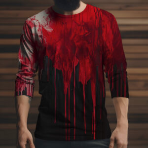 Лонгслив з 3D принтом Червона фарба ВСІ Розміри Преміум тканина
