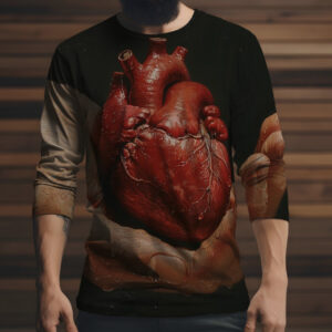 Лонгслив з 3D принтом Серце людини. Анатомія ВСІ Розміри Преміум тканина