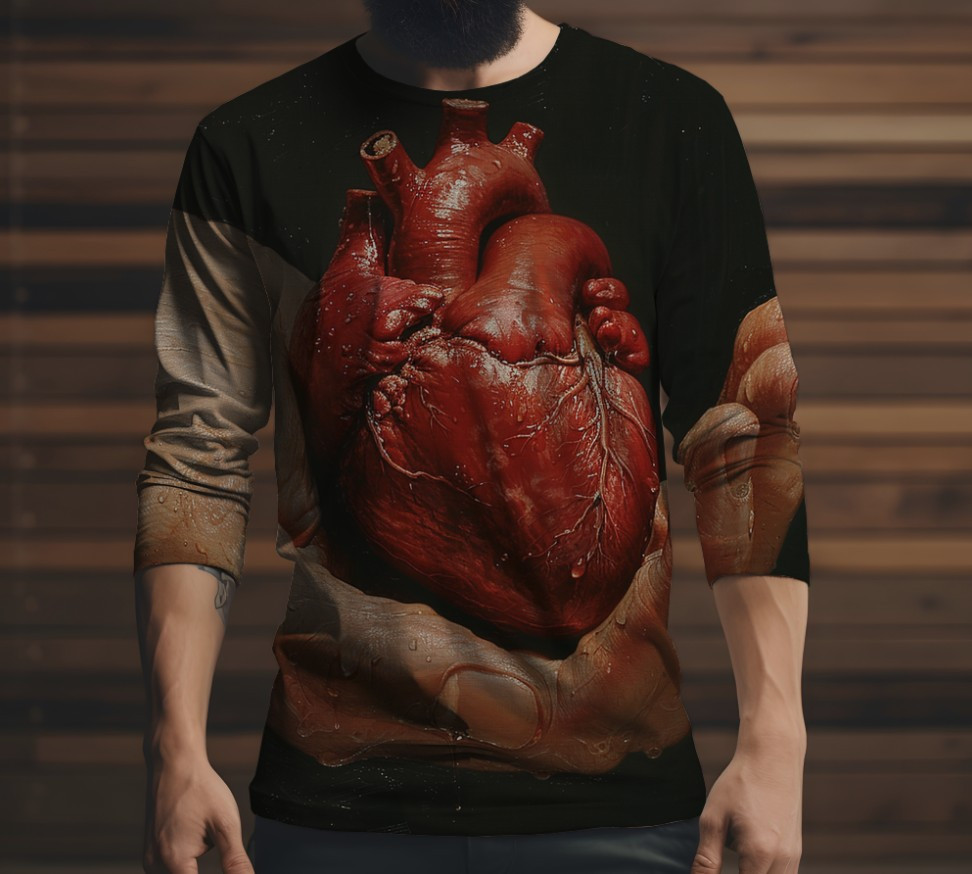 Лонгслив з 3D принтом Серце людини. Анатомія ВСІ Розміри Преміум тканина