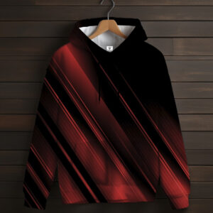 Толстовка-кенгуру (толстовка) з 3D принтом Червона абстракція на чорному фоні ВСІ Розміри Преміум тканина