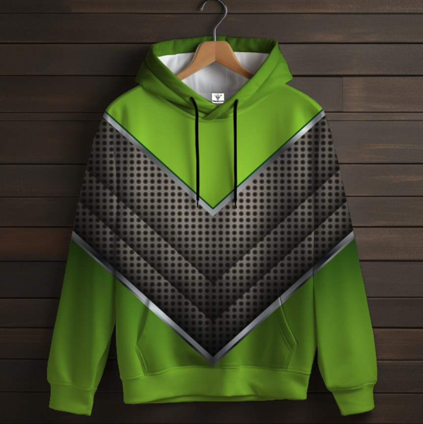 Толстовка-кенгуру (толстовка) з 3D принтом Сіра абстракція на зеленому фоні 02 ВСІ Розміри Преміум тканина