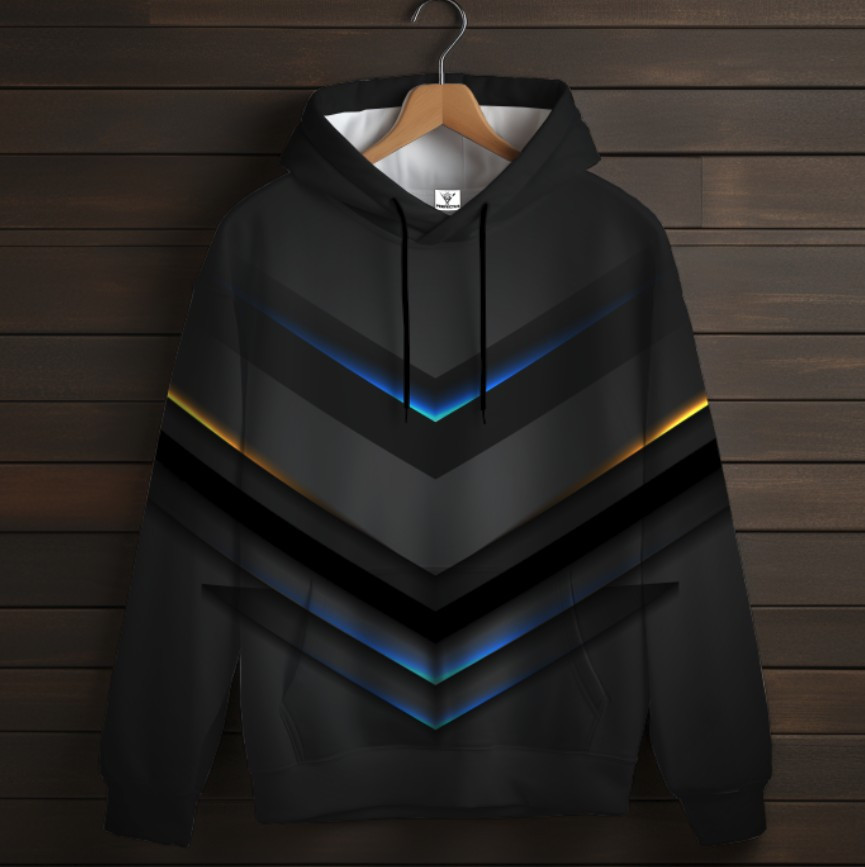 Толстовка-кенгуру (толстовка) з 3D принтом Геометрична абстракція неон 04 ВСІ Розміри Преміум тканина