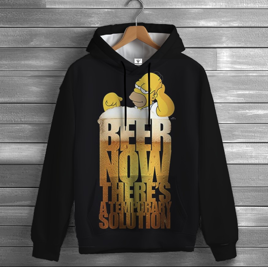 Толстовка-кенгуру (толстовка) з 3D принтом Гомер та пиво ВСІ Розміри Преміум тканина