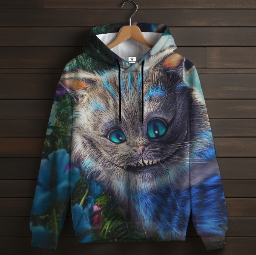 Толстовка-кенгуру (толстовка) з 3D принтом Чеширський кіт посмішка ВСІ Розміри Преміум тканина