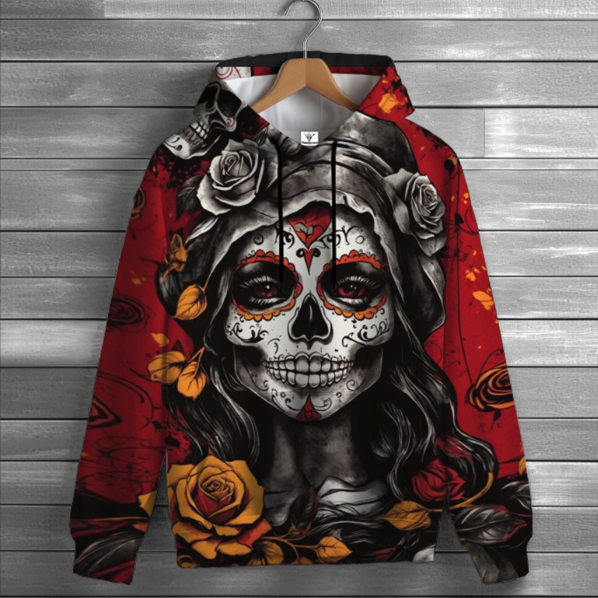 Толстовка-кенгуру (толстовка) з 3D принтом Haloween Санта Моерта ВСІ Розміри Преміум тканина