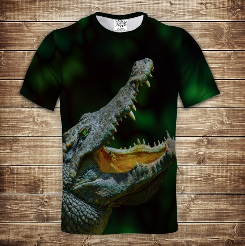 Футболка з принтом 3D на тему Крокодил 02 ВСІ Розміри Преміум тканина