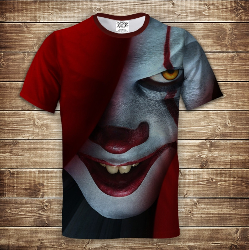 Футболка з принтом 3D на тему Воно Клоун Пеннівайз 02 ВСІ Розміри Преміум тканина