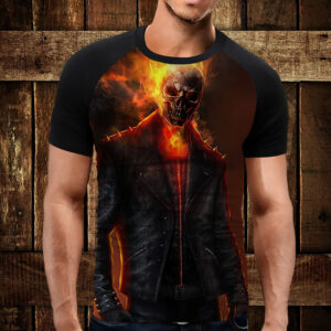 Футболка-реглан з 3D принтом Примарний гонщик ВСІ Розміри Преміум тканина