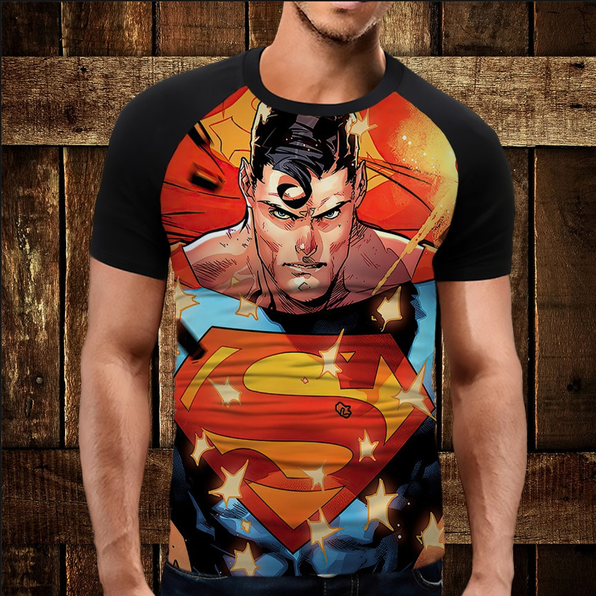 Футболка-реглан з 3D принтом Супермен комікс арт ВСІ Розміри Преміум тканина