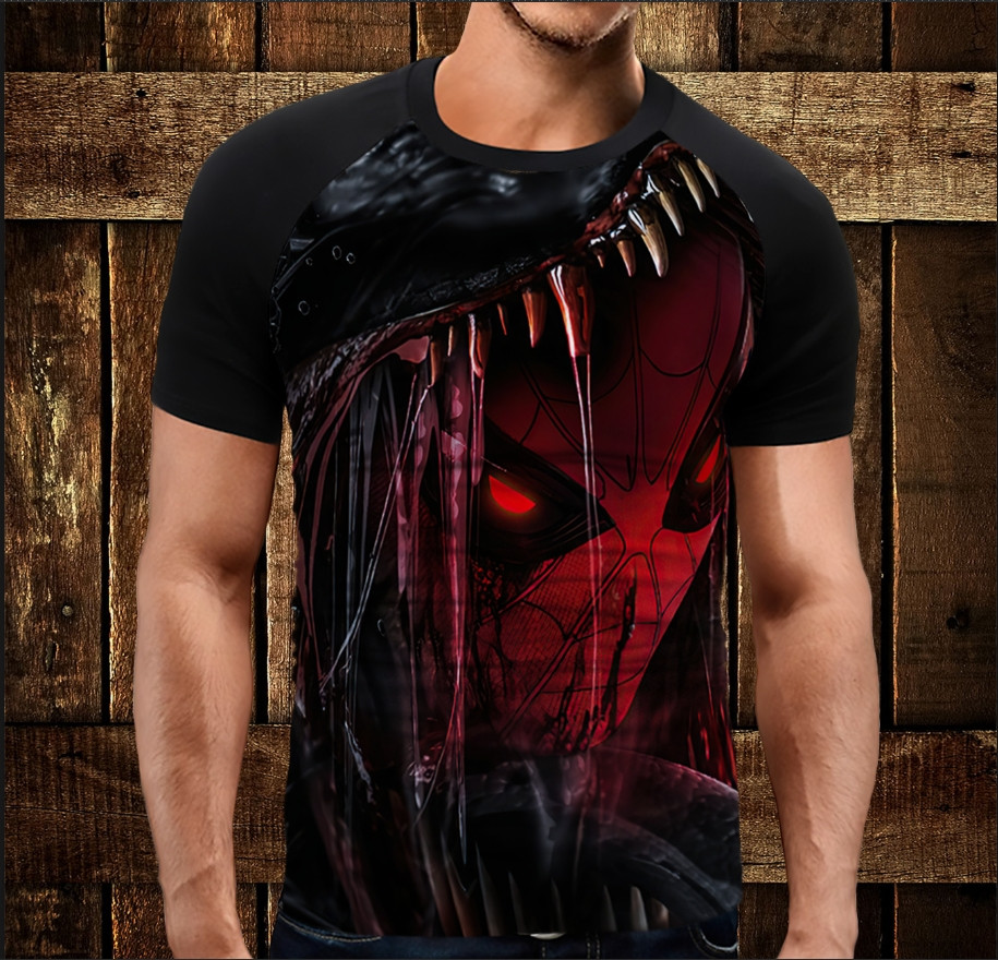 Футболка-реглан з 3D принтом Веном Дедпул VenomPool ВСІ Розміри Преміум тканина