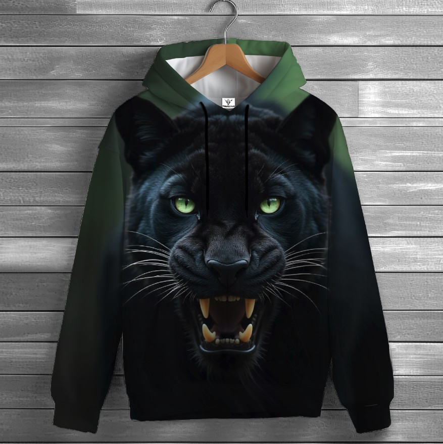 Толстовка-кенгуру (толстовка) з 3D принтом Black Panther Чорна пантера Чорна пантера морда ВСІ Розміри Преміум тканина