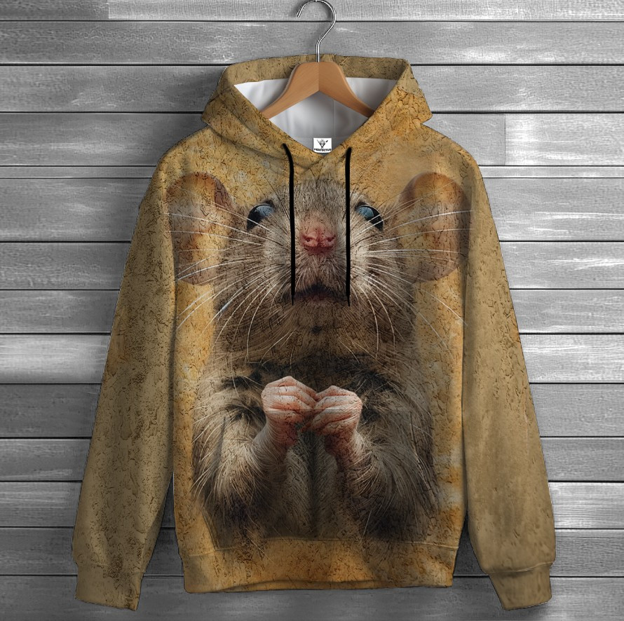 Толстовка-кенгуру (толстовка) з 3D принтом Голодне мишеня ВСІ Розміри Преміум тканина