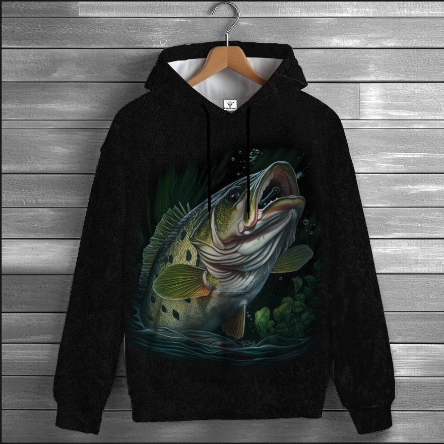 Толстовка-кенгуру (толстовка) з 3D принтом Окунь ВСІ Розміри Преміум тканина