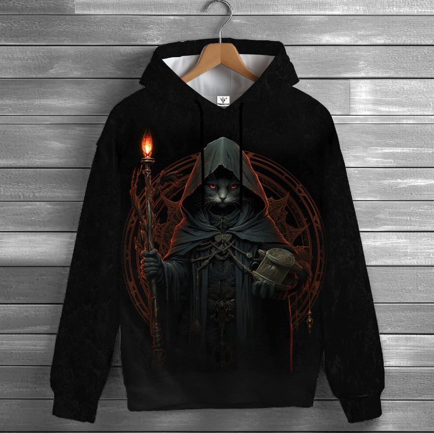 Толстовка-кенгуру (толстовка) з 3D принтом Кіт чаклун. 02 ВСІ Розміри Преміум тканина