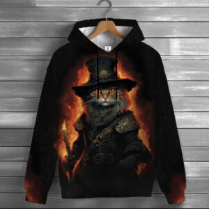 Толстовка-кенгуру (толстовка) з 3D принтом Рудий кіт чаклун. 02 ВСІ Розміри Преміум тканина